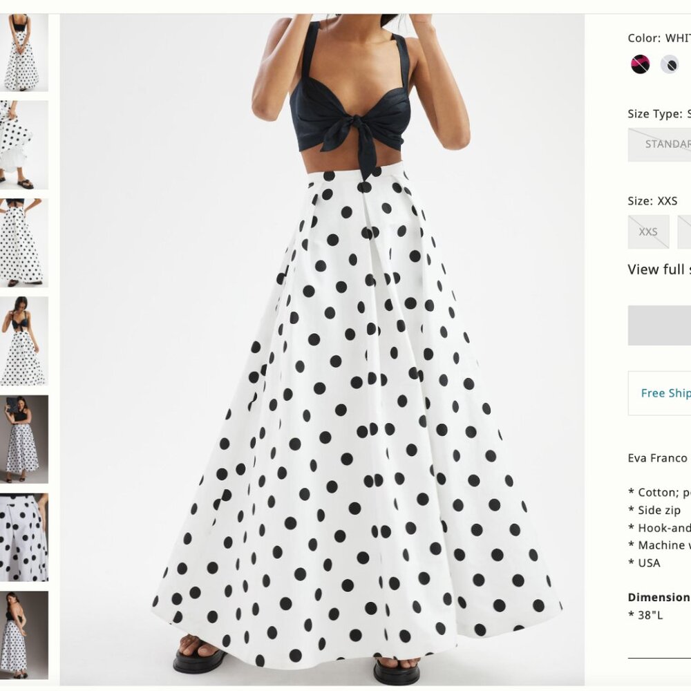 Eva Franco Polka Dot Midi Skirt Small NWT - Picture 1 of 10